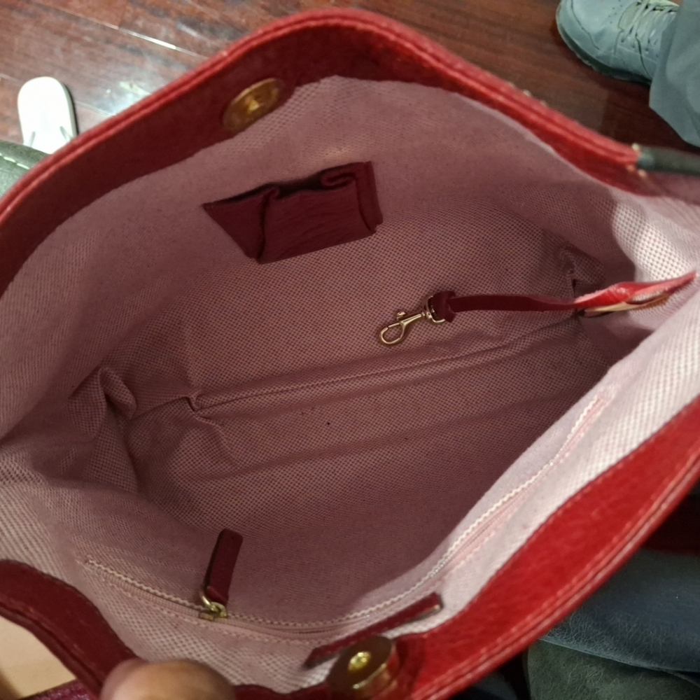 Dooney & Bourke Deep Red Pebbled Leather Shoulder Bag - Picture 14 of 14